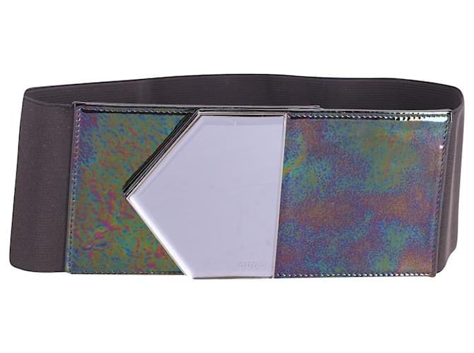Cinto de cintura com fivela holográfica Gucci em poliéster preto  ref.677348