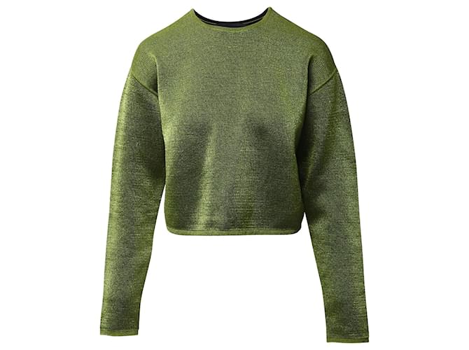 Alexander Wang Cropped Sweater in Green Wool   ref.677377