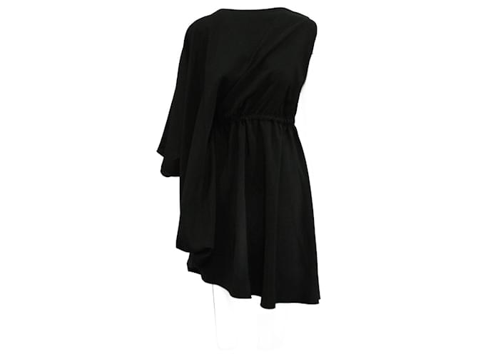 Maison Martin Margiela Asymmetrisches knielanges Kleid aus schwarzem Polyester  ref.677383