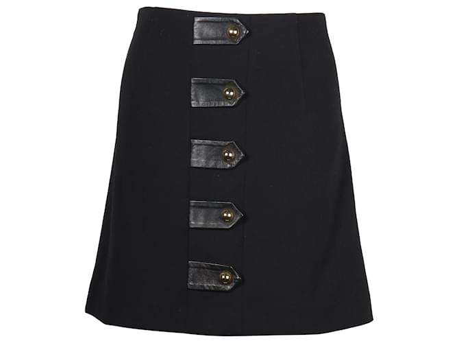Minifalda con detalle de cuero Sandro en poliéster negro  ref.677386