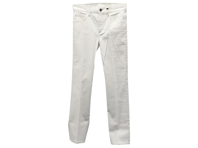 Helmut Lang Pantalon droit en coton blanc  ref.677396