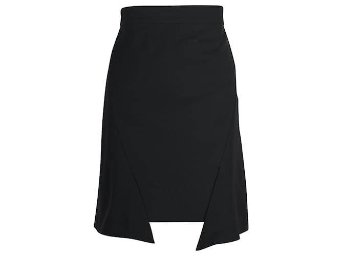 Alexander McQueen Asymmetric Hem Midi Skirt in Black Viscose Cellulose fibre  ref.677410