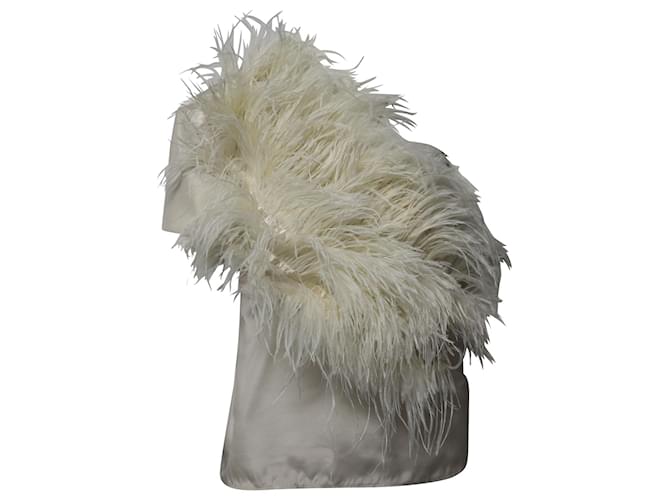 Maje Asymmetric Feathered Top in White Cotton  ref.677427