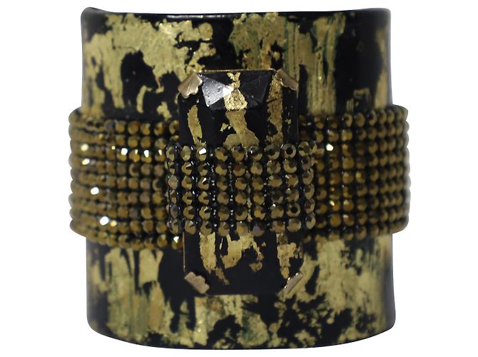 Pulseira Erickson Beamon cravejada com miçangas douradas Dourado Metálico