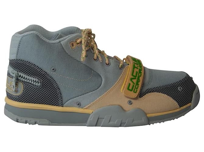 Nike x CACT.US CORP Air Trainer 1 SP High-Top-Sneakers in Grey Haze und Yellow Canvas Mehrfarben Leinwand  ref.677455