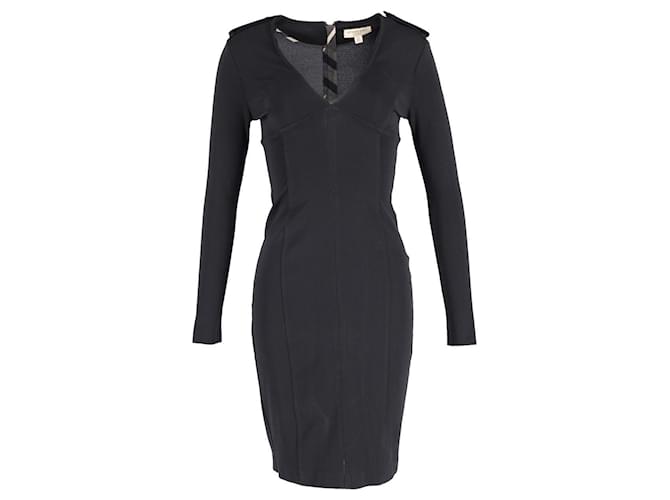 Burberry-Kleid mit Epaulette in schwarzem Acetat Zellulosefaser  ref.677456