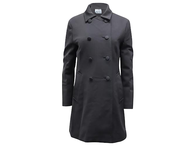 Prada Mid Length Trench Coat in Black Polyester  ref.677462