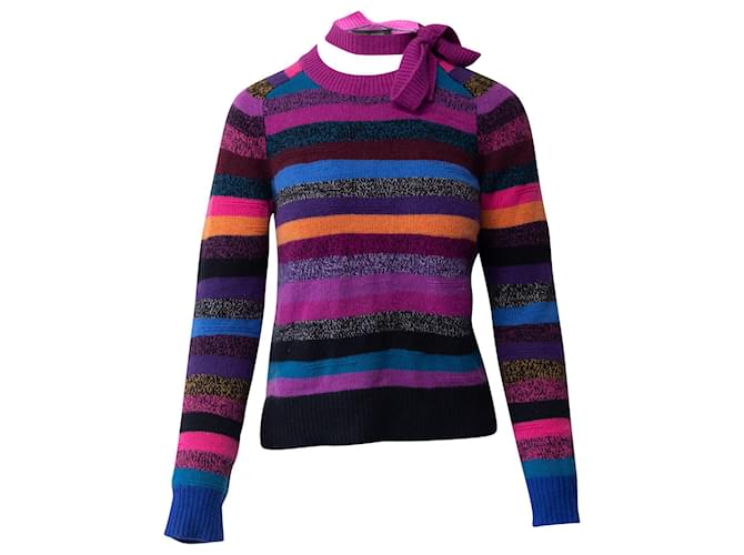 Marc Jacobs Striped Tie Neck Sweater in Multicolor Cashmere Multiple colors Wool  ref.677491
