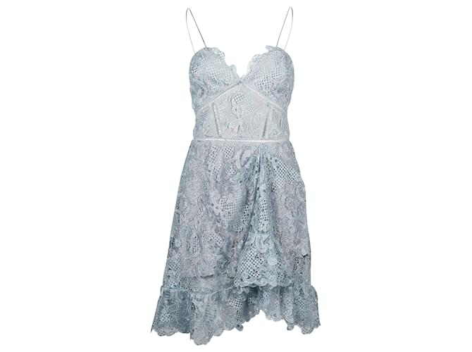 Self portrait Self-Portrait Lace Mini Dress in Light Blue Polyester  ref.677494