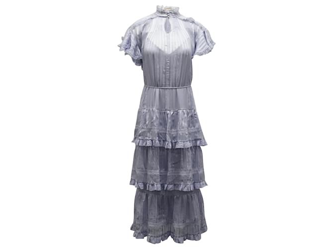 Zimmermann Brightside Frilled Midi Dress in Powder Blue Polyester  ref.677521