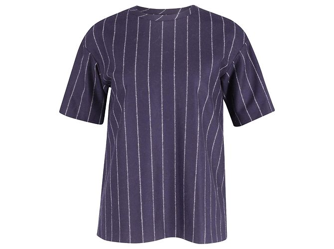 Joseph Caleb Striped Shirt in Navy Blue Wool