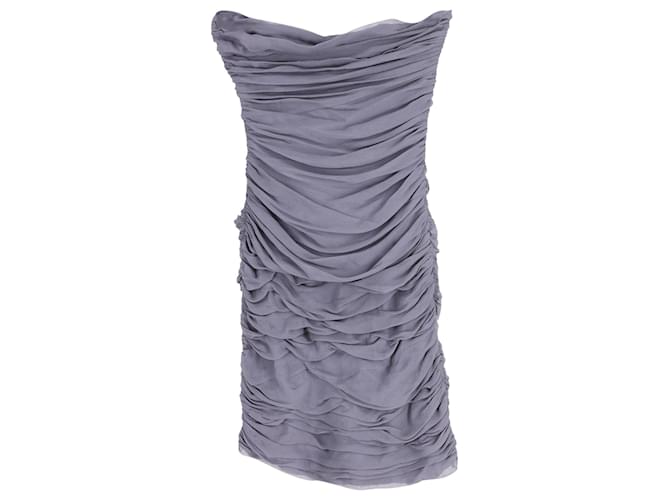 Diane Von Furstenberg Mini vestido ruched sem alças em seda cinza  ref.677538