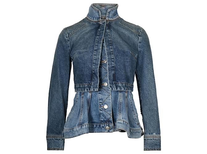 Giacca di jeans a strati multistrato foderata di Alexander McQueen in cotone blu  ref.677557