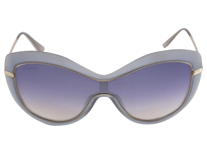 Salvatore Ferragamo Oversized Sunglasses in Gold Metal Frame Grey  ref.677570