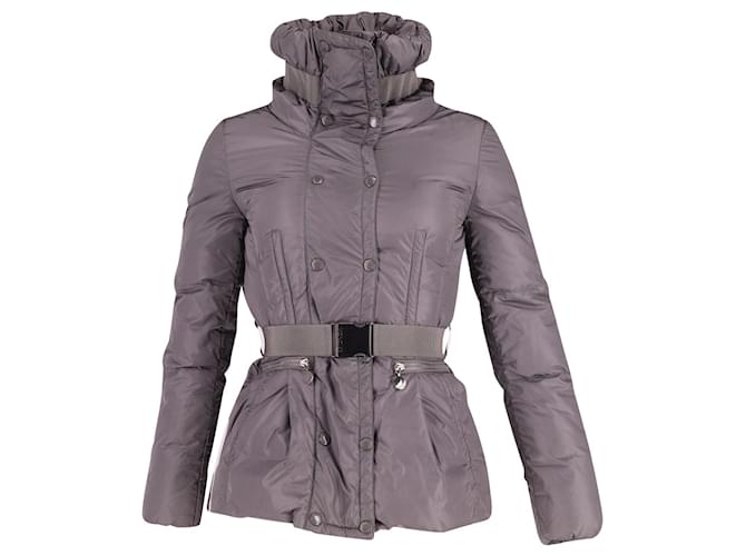Moncler Cardoncelle Padded Belted Long Jacket in Grey Nylon Polyamide  ref.677577