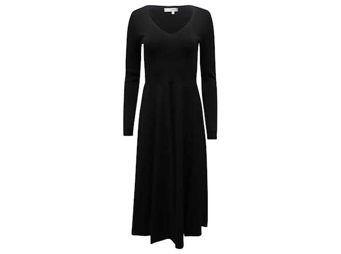 Vince V-Neck Midi Dress in Black Rayon  Cellulose fibre  ref.677581