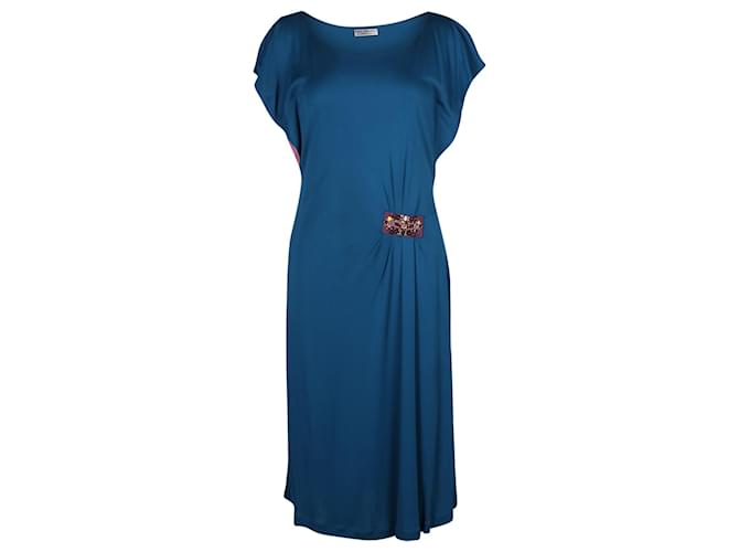 Philosophy di Alberta Ferretti Midi Dress with Embellishment in Blue Polyester  ref.677592