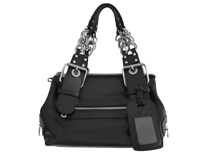 Chloé Chloe AW03 Chain Handle Bag Black Leather ref.677742 - Joli