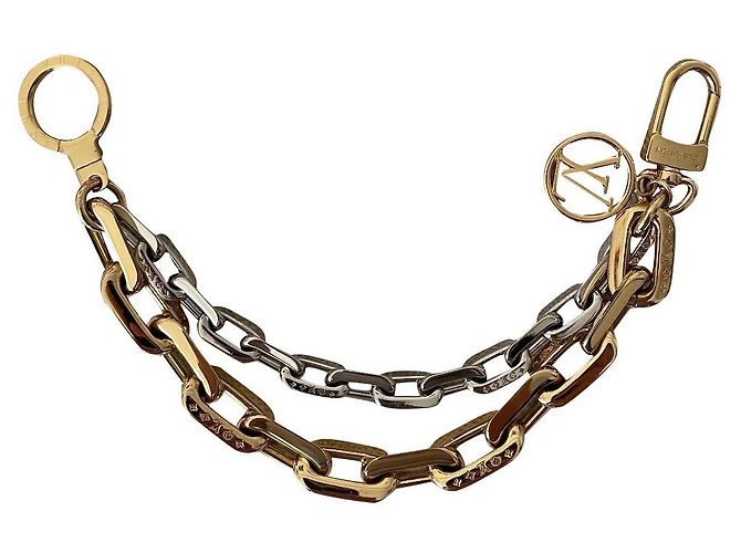 Louis Vuitton LV Edge Chain Bag Charm Silver Gold Gold hardware
