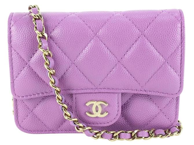 Chanel 22S Purple Quilted Caviar Micro Mini Flap Crossbody Bag GHW Leather  ref.677773