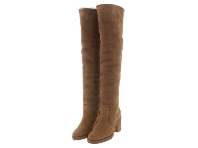 Chanel Boots Ladies Brown Suede  ref.677802