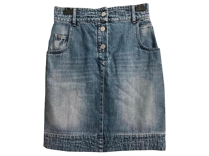 Chanel Denim skirt Navy blue Cotton  ref.677814