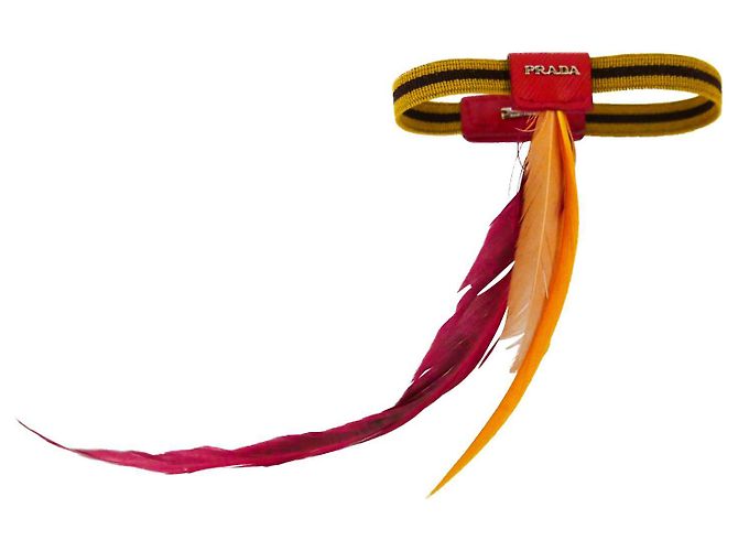 Prada SS14 Elasticated Feather Bracelet Red
