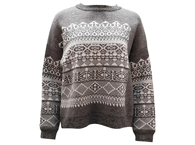Alexander Wang Fair Isle Sweater in Grey Wool  ref.677927