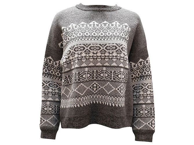 Suéter Alexander Wang Fair Isle em lã cinza