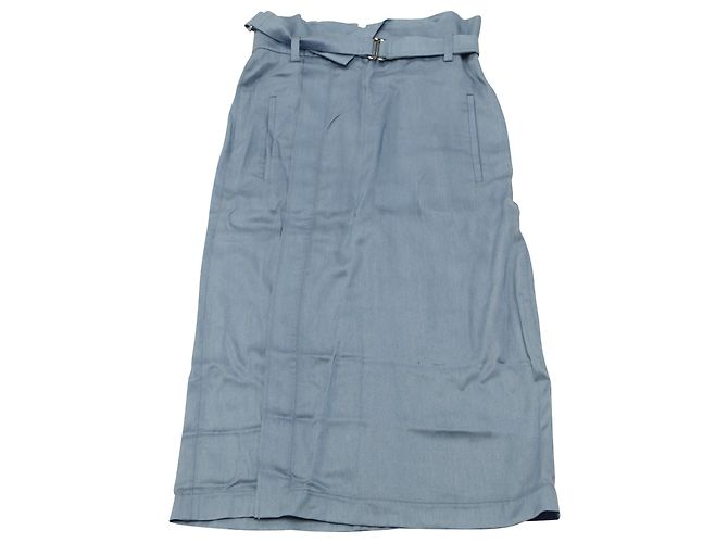 Saia midi com cinto Tibi em lyocell azul Azul claro