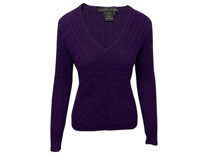 Ralph Lauren V-neck Sweater in Purple Cashmere Wool  ref.677938