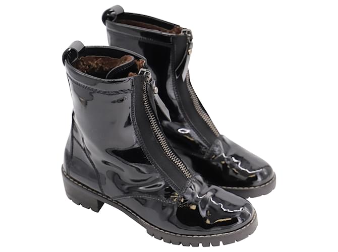 Stuart Weitzman Zip Up Boots in Black Patent Synthetic Leatherette  ref.677942