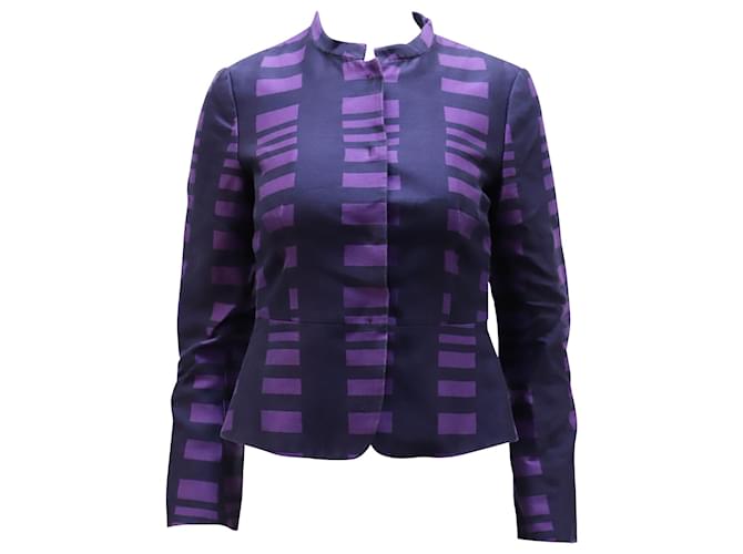 Max Mara Veste Peplum à Motif Géométrique en Coton Violet  ref.677948