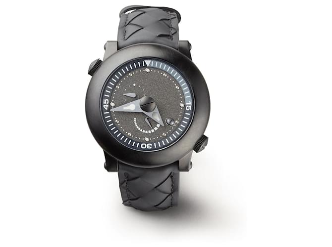 Bottega Veneta reloj de buceo para hombre DVX automático Negro Cuero Metal  ref.678458