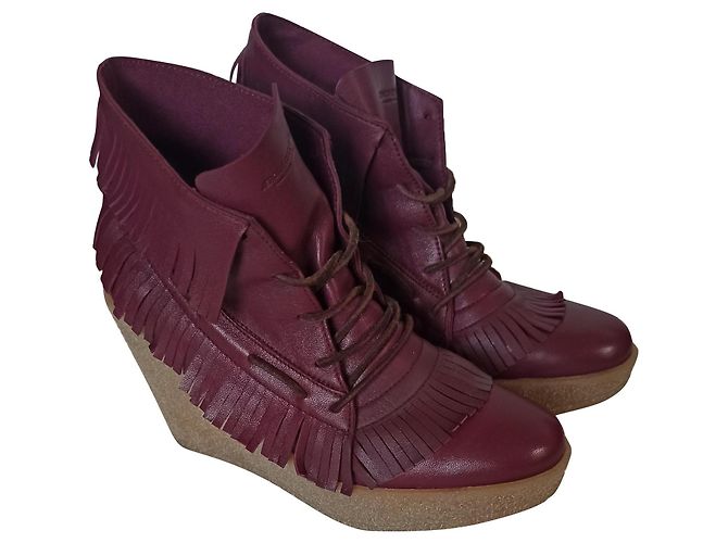 Bottines Jerome Dreyfuss Dakota à lacets et compensées Rouge Bordeaux