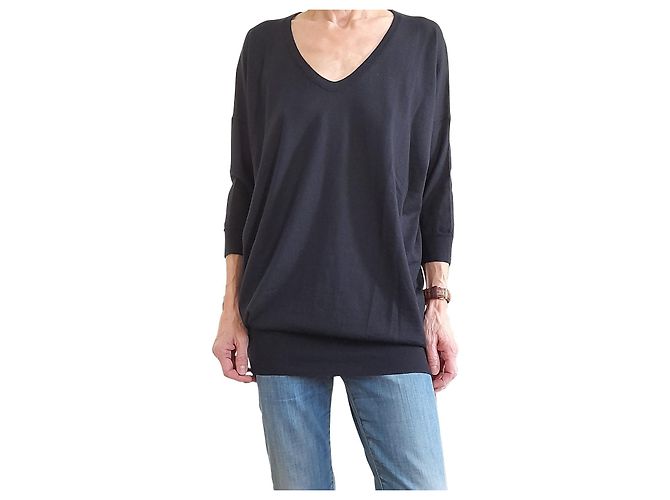 Cruciani Kaschmir und Seide Pullover V-Ausschnitt Marineblau
