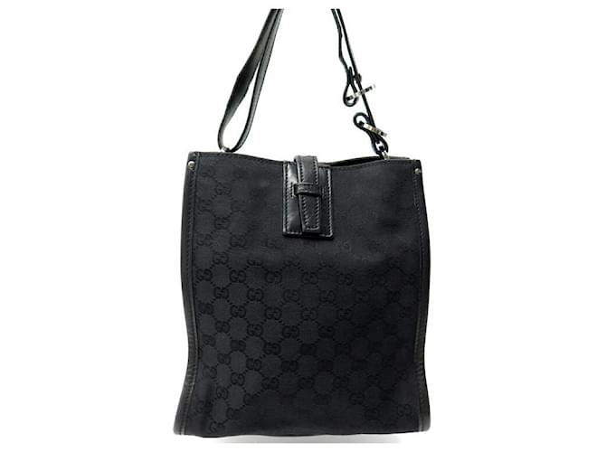 Gucci handbag bag 110292 GG SUPREME CANVAS AND BLACK LEATHER BLACK