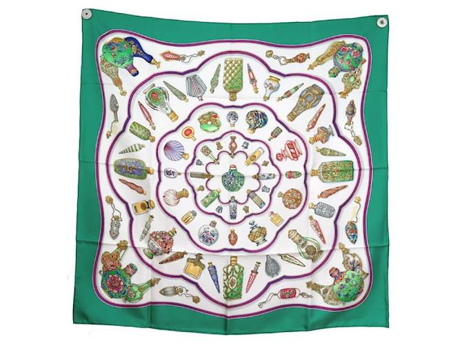 Hermès HERMES SCARF THAT MATCH THE BOTTLE PROVIDED THAT YOU ARE DRUNK CARRE SCARF Green Silk  ref.678834