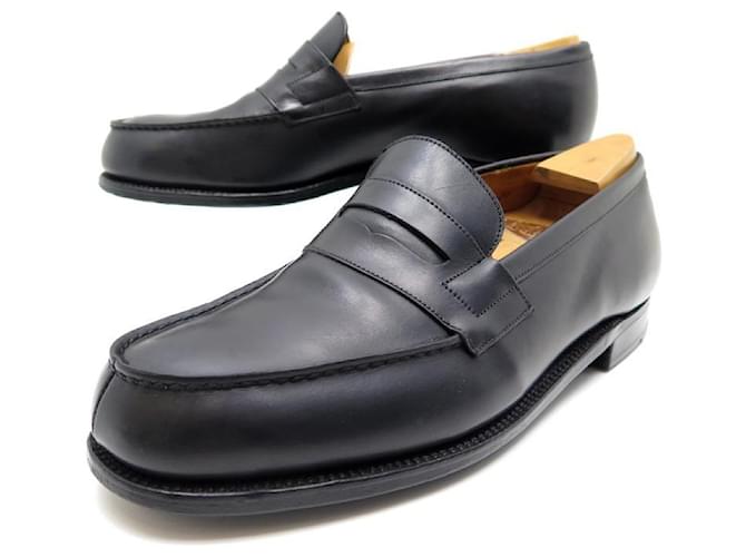 JM WESTON LOAFERS 180 7.5D 41.5 BLACK LEATHER STAINLESS STEEL SHOES  ref.678845