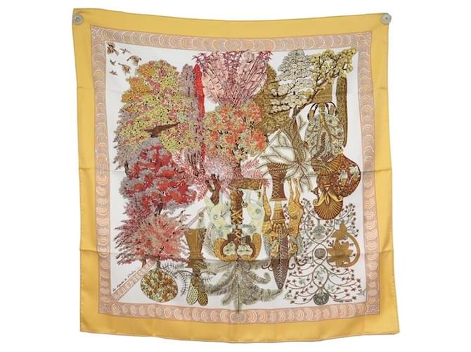 Hermès NEW HERMES SCARF THE LEGENDS OF THE FAIVRE SQUARE TREE 90 SILK SCARF Yellow  ref.678896