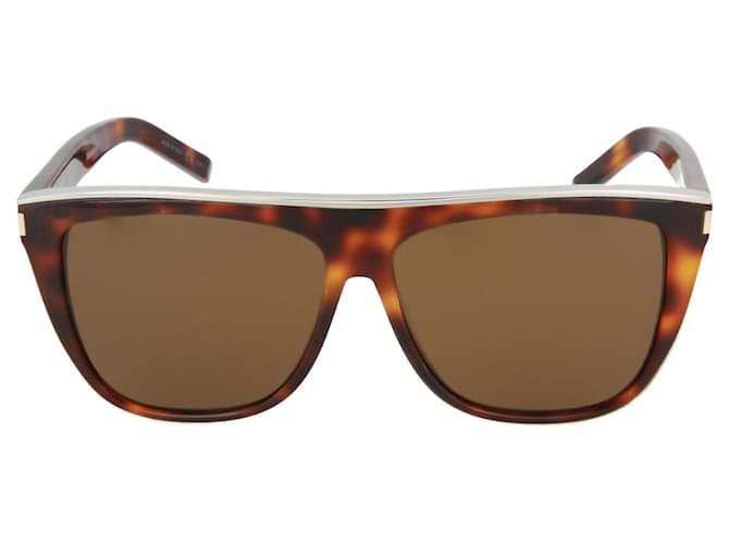 Saint Laurent Rectangle-Frame Acetate Sunglasses Brown Cellulose fibre  ref.678948