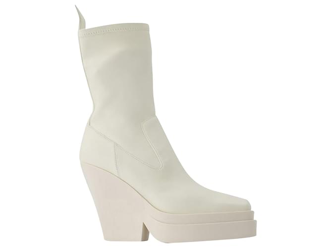 Autre Marque Texan Boots in White Synthetic Leather Leatherette  ref.679048