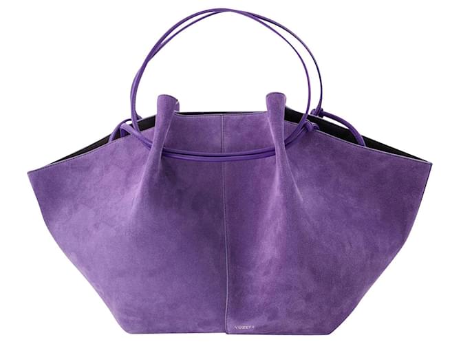 Tote Bag Tasche Leder Lila MADE IN ITALY DAMEN XXL LEDER TASCHE
