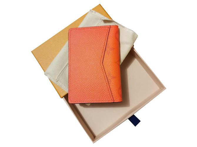 Louis Vuitton Pocket Organizer Orange Leather