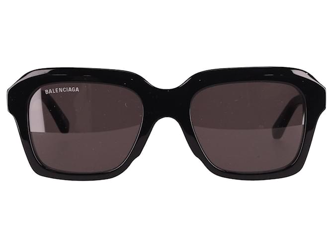 Gafas de sol rectangulares Balenciaga Power en acetato negro Fibra de celulosa  ref.679363