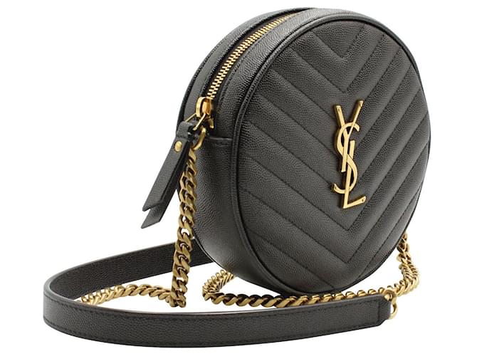 Bolsa para câmera redonda de vinil Saint Laurent em couro de bezerro preto Bezerro-como bezerro  ref.679374