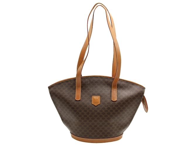 Céline Celine  Macadam Shoulder Tote Bag in Brown Leather  ref.679448
