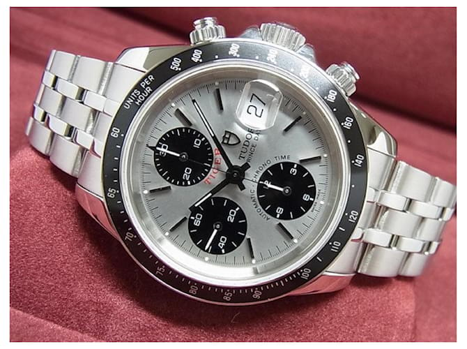 Autre Marque TUDOR Prince Date Chronograph upperR silver x black 79260P Mens Silvery Steel  ref.679643