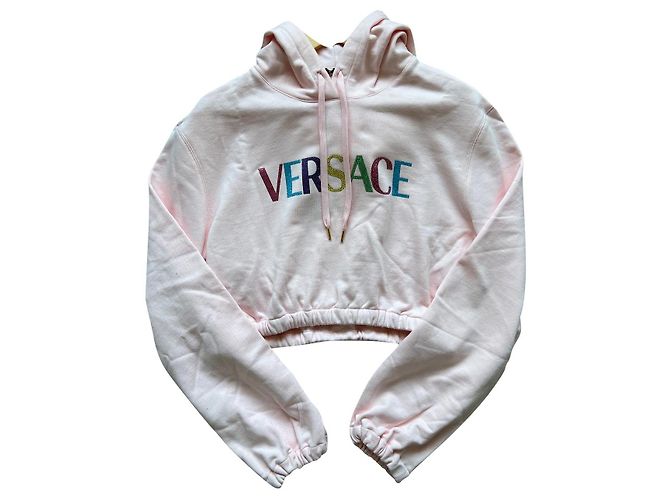 Crop Top Versace Rosa de Algodão Tamanho M