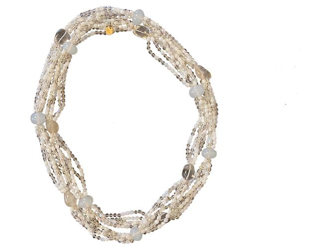 Autre Marque Collar Largo de Pasta de Vidrio Gripoix Blanco Translúcido